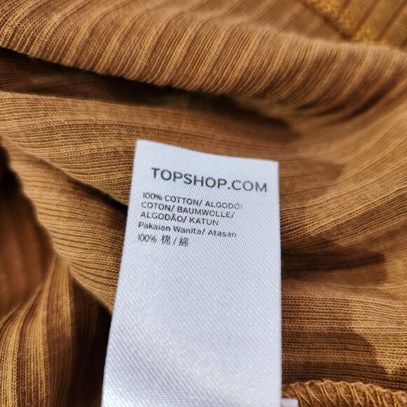 Topshop Brown Long-Sleeve Ribbed Knit Crop Top Womens Size 4 - Picture 14 of 14